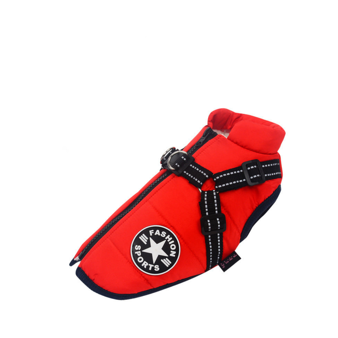 Wasserdichte Winterjacke mit integriertem Geschirr