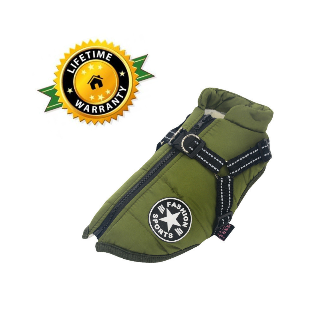 Wasserdichte Winterjacke mit integriertem Geschirr