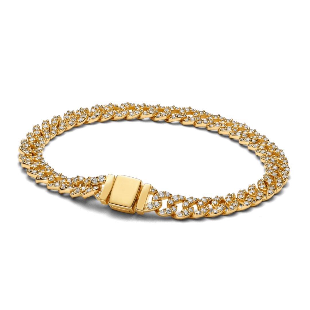 Moissanit Cuban-Armband | Gold