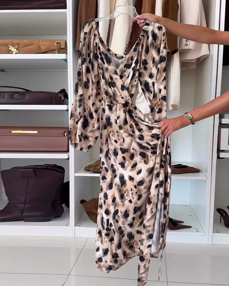 Sexy V-Ausschnitt Kleid mit Druck