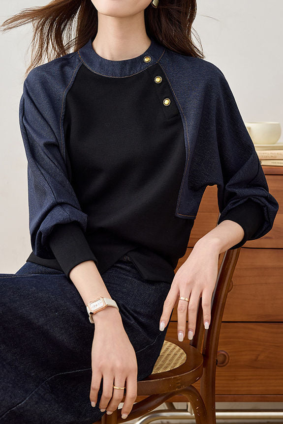 Stylischer lässiger gesplitteter Rundhals-Hoodie