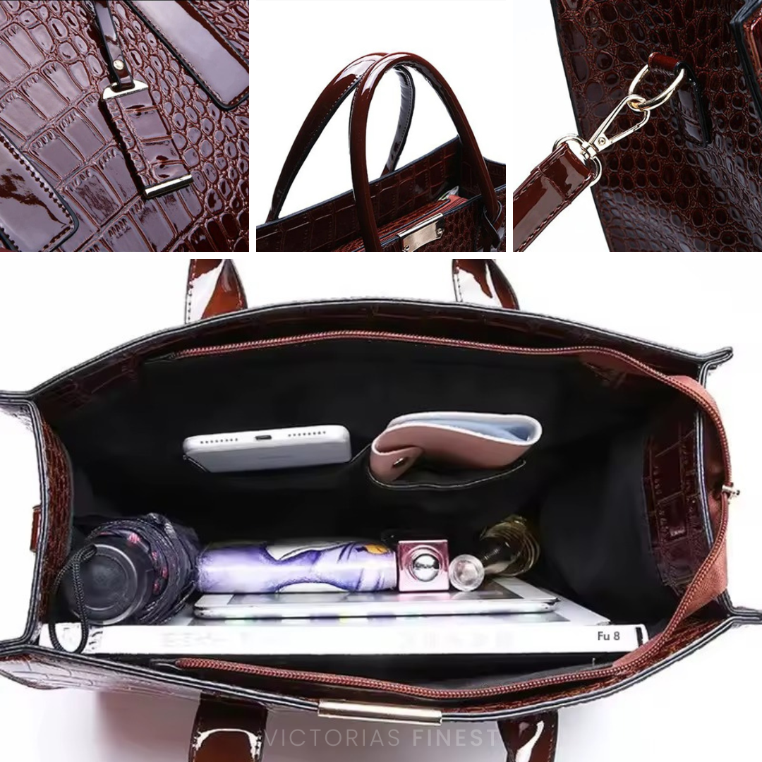 New York Croc-Print Tragetasche