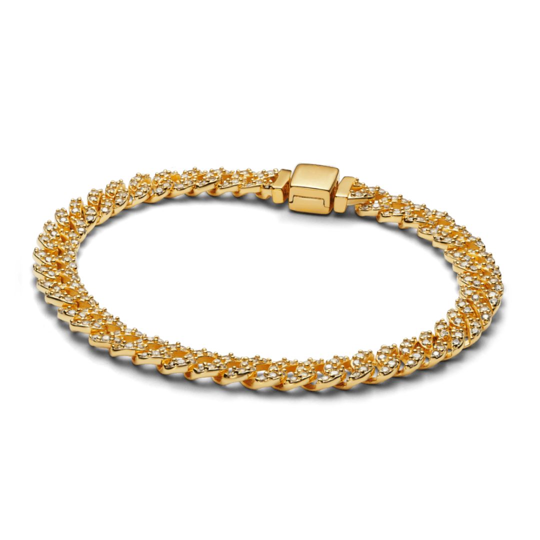 Moissanit Cuban-Armband | Gold