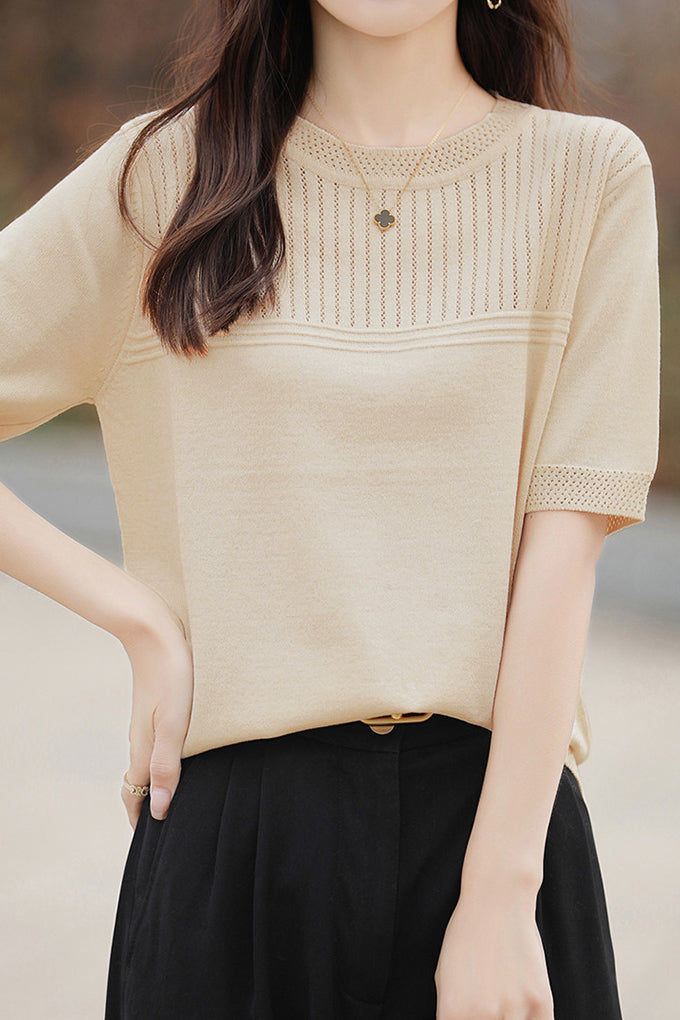 Rundhals-Ausschnitt Stricktop - 5 Farben verfügbar