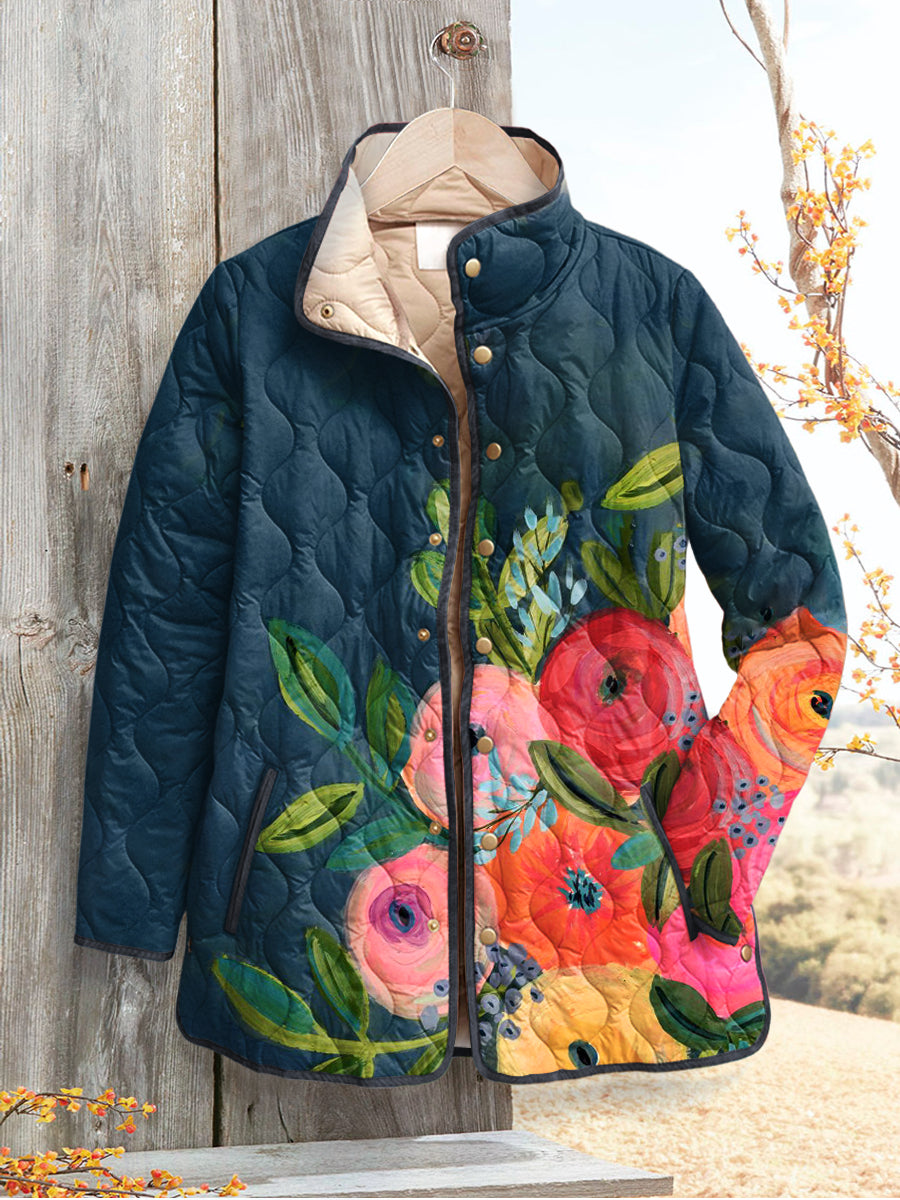 Brooklyn | Damen Vintage Floral Print Steppjacke