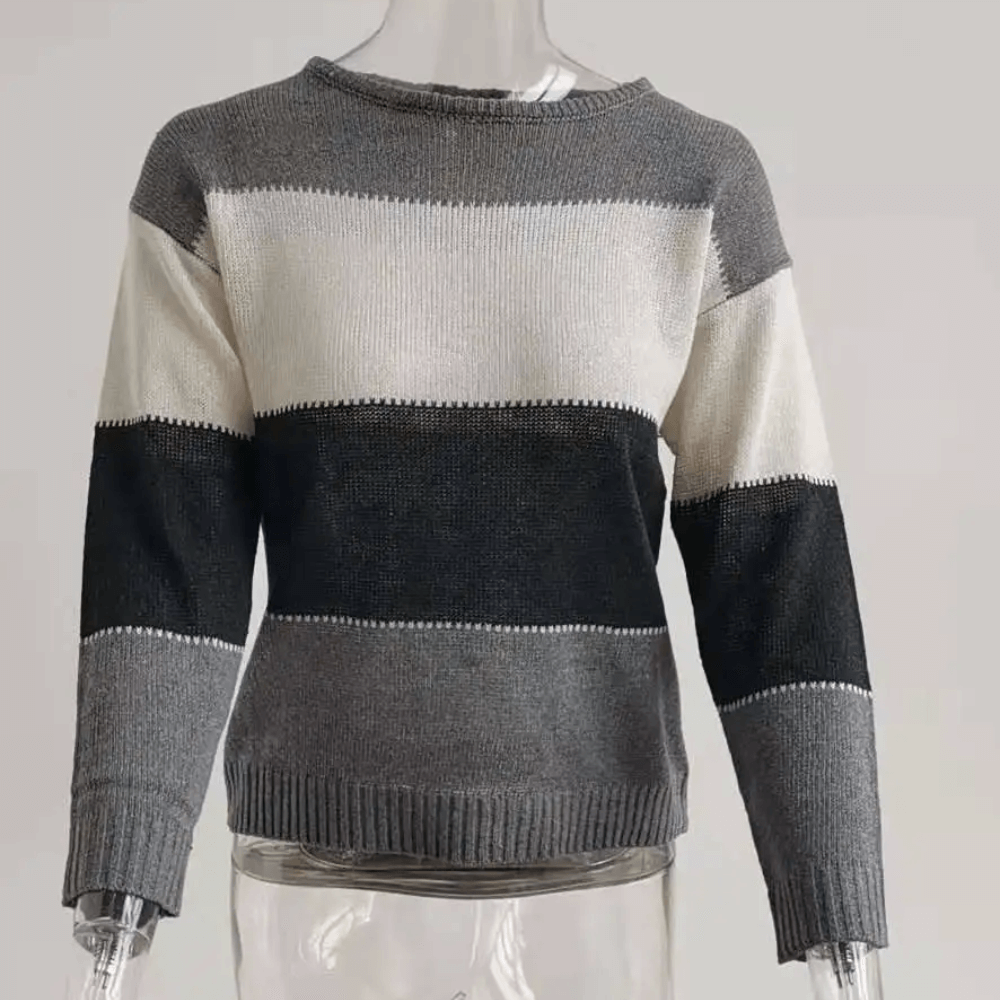 Lässiger Strickpullover für Frauen, Farbblockdesign