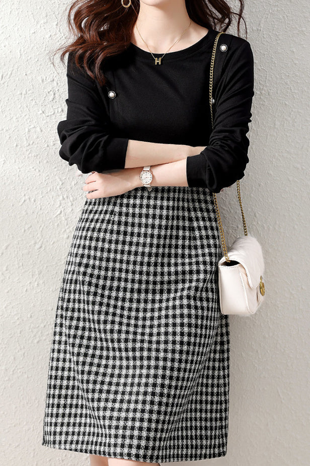 Button Dekor Überprüfen Docking Kleid mit Futter