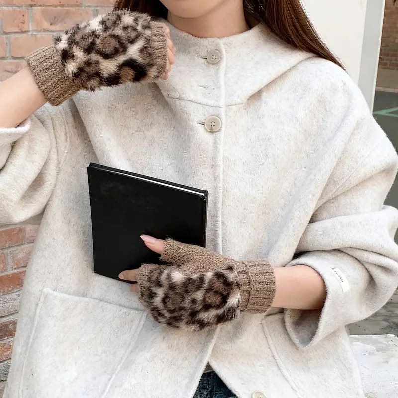 Warme Leopardenmuster-Handschuhe