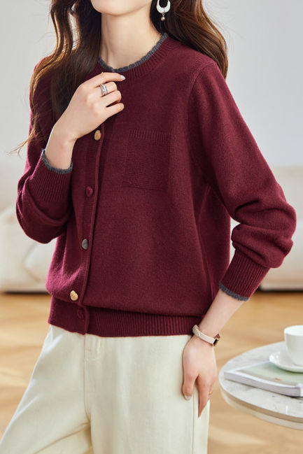 Minimalistischer stilvoller Farbblock-Strickcardigan