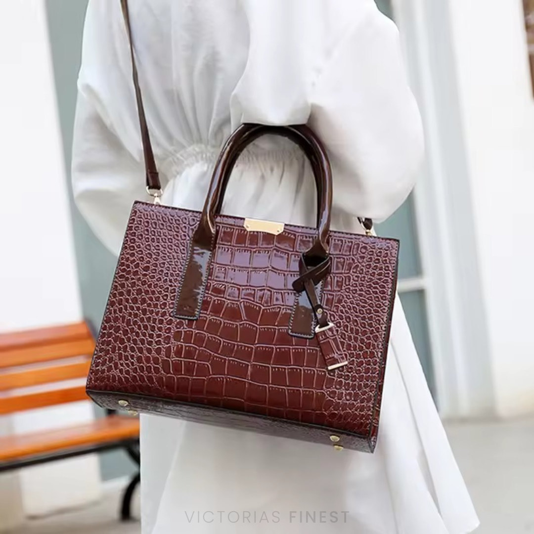 New York Croc-Print Tragetasche