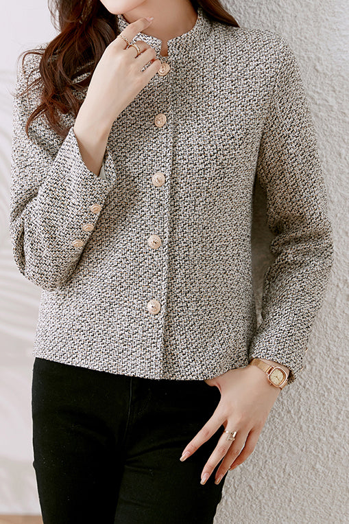 Elegante Tweed-Jacke mit Futter in Nagellackfarbe