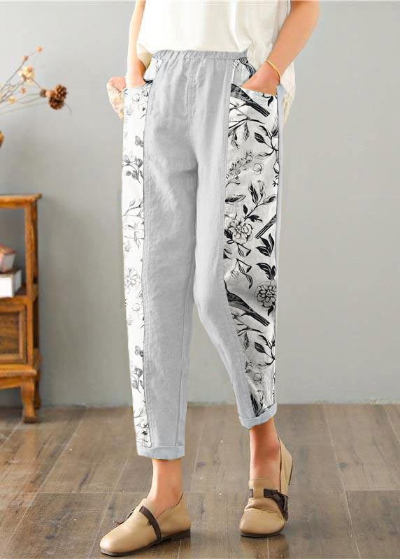 Natürliche Gelbe Taschen Baumwoll-Leinen Hosen Sommer