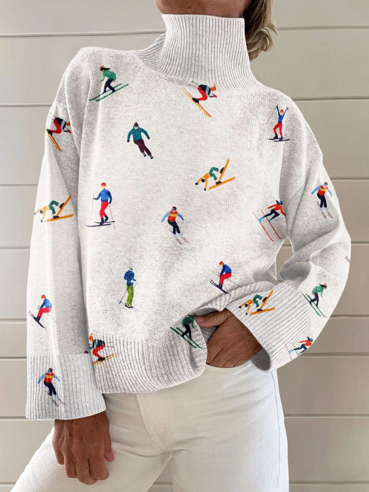 Jocelyne | Vintage-Ski-Muster Winterpullover