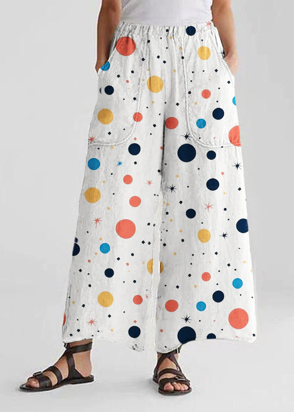 Baumwoll-Leinen lockere weite Bein lässige Hose