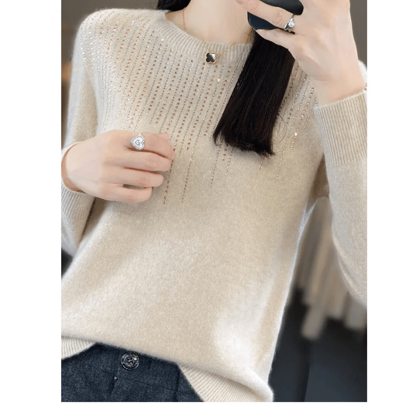 Weicher Strickpullover für Damen mit funkelnden Details