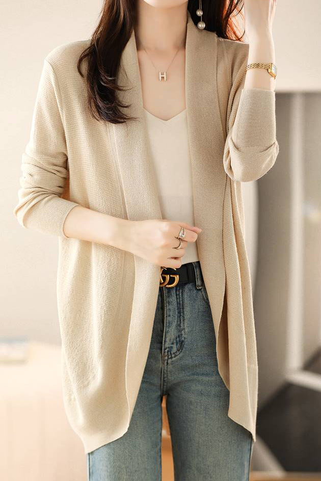 V-Ausschnitt Lässiger Geschichteter Strickcardigan - 2 Farben erhältlich