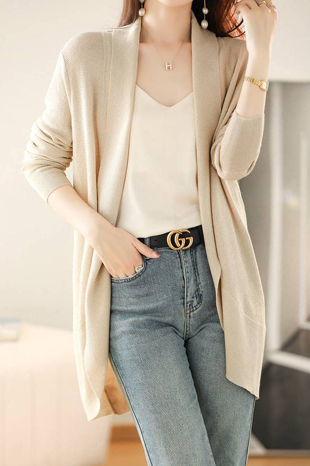 V-Ausschnitt Lässiger Geschichteter Strickcardigan - 2 Farben erhältlich