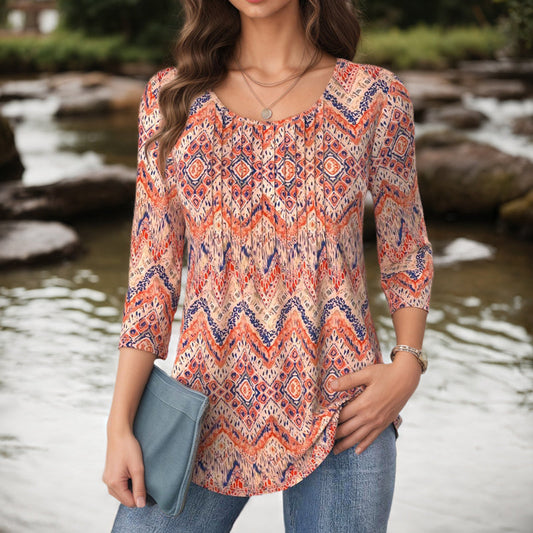 Vintage-Abstract-Druckbluse