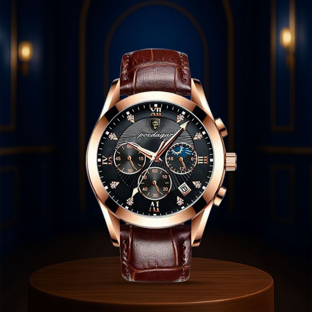 Darian | Klassische Texturierte Lederarmbanduhr | 39mm