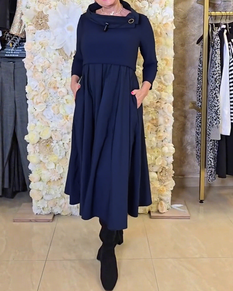 Trendige Uni A-Linien Kleid