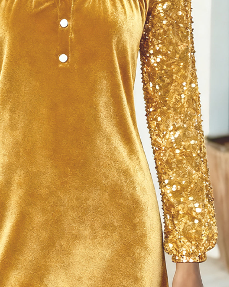 Robe Patchwork Aus Pailletten-Velours