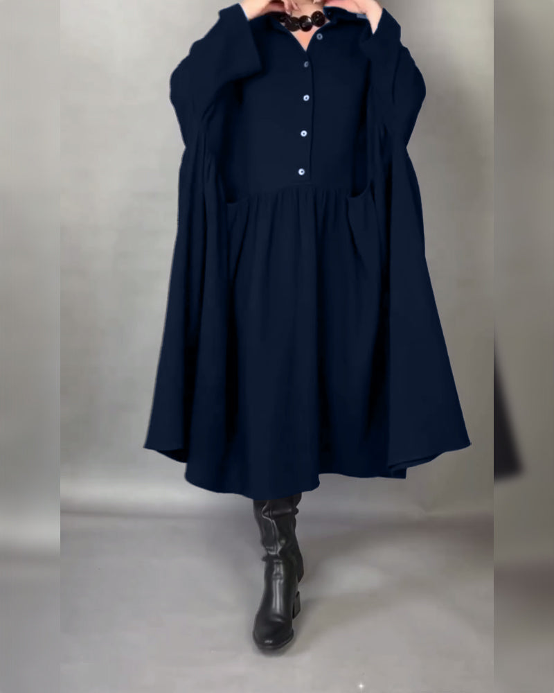 Oversize Kleid in A-Form mit Knopfkragen