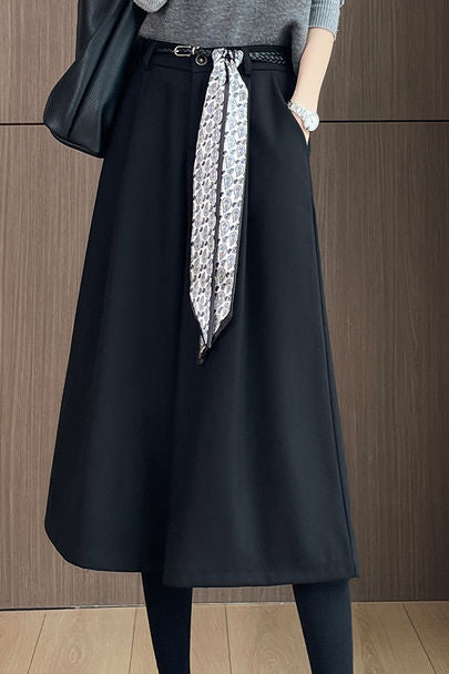 Büro Vielseitige Hochtaillierte Cropped Weite Hosen aus Wollmischung