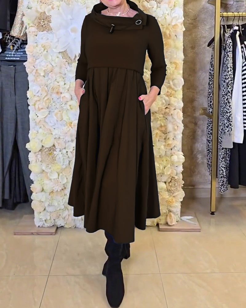 Trendige Uni A-Linien Kleid