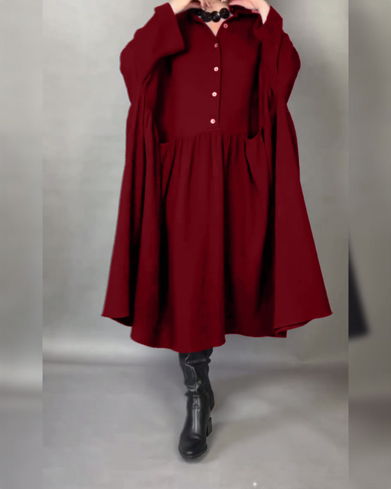 Oversize Kleid in A-Form mit Knopfkragen