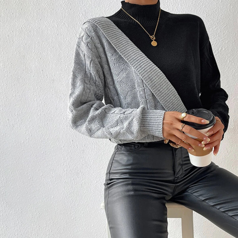 Lässiger Patchwork Strickpullover