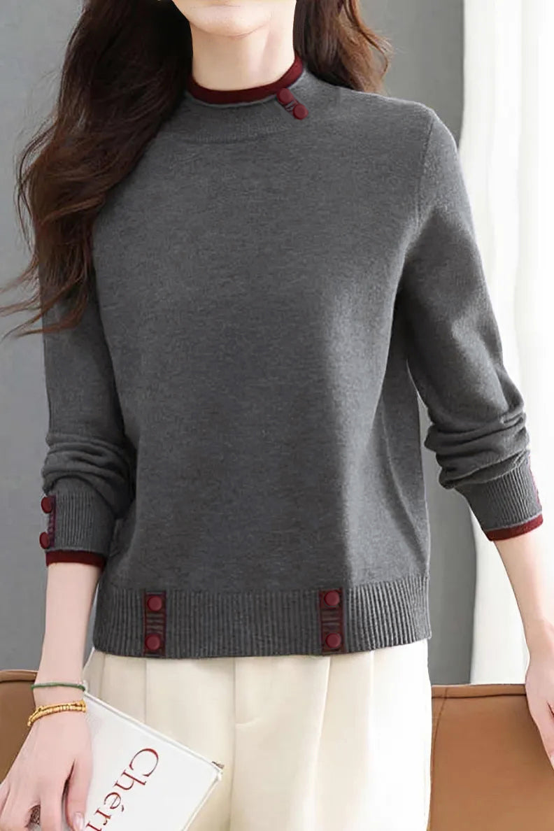 Lässiger vielseitiger Langarm-Pullover mit Farbblock-Design