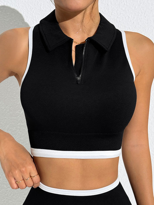 ZASUWA Damen Stehkragen Reißverschluss Schnelltrocknendes Tanktop