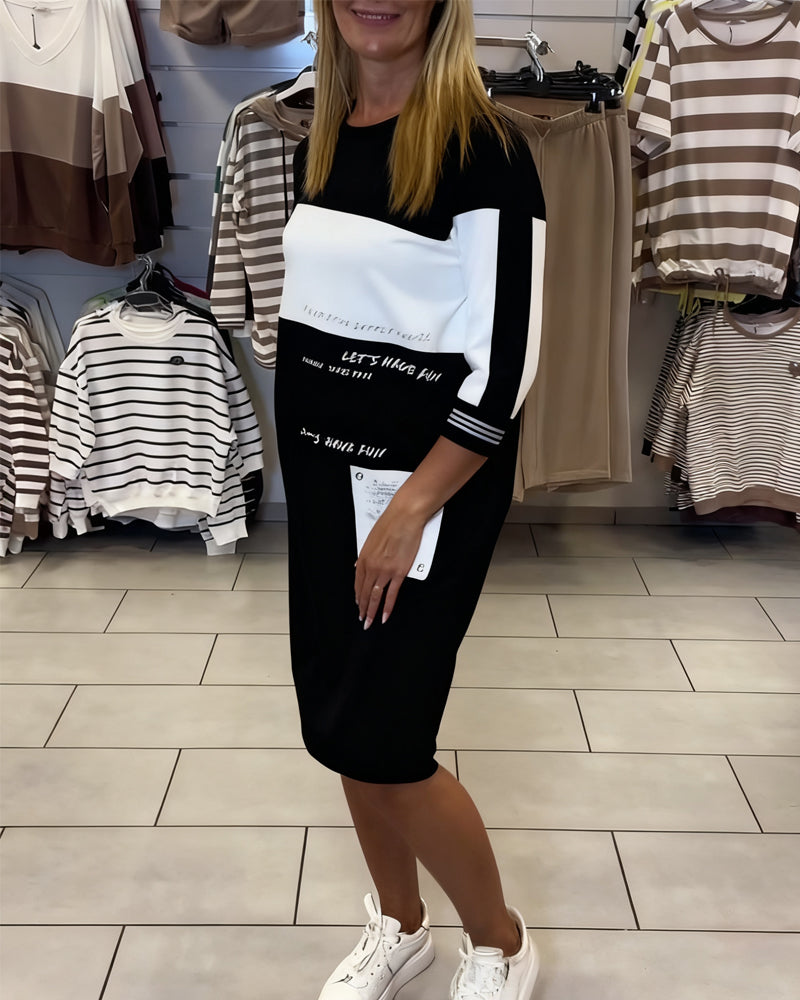 Kleid Mit Kontrastfarben-Panels