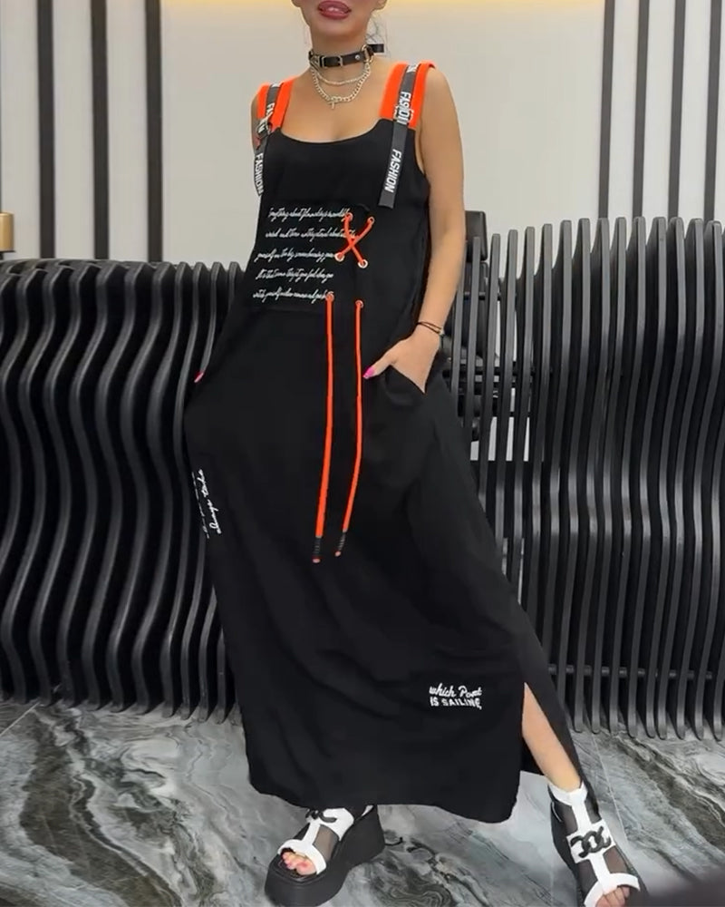 Ärmelloses Kleid mit personalisiertem Druck
