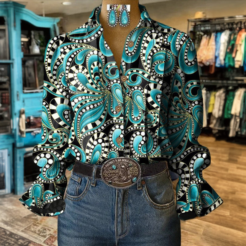 Vintage Abstrakte Druck Bluse