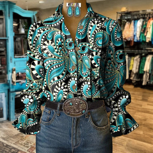 Vintage Abstrakte Druck Bluse