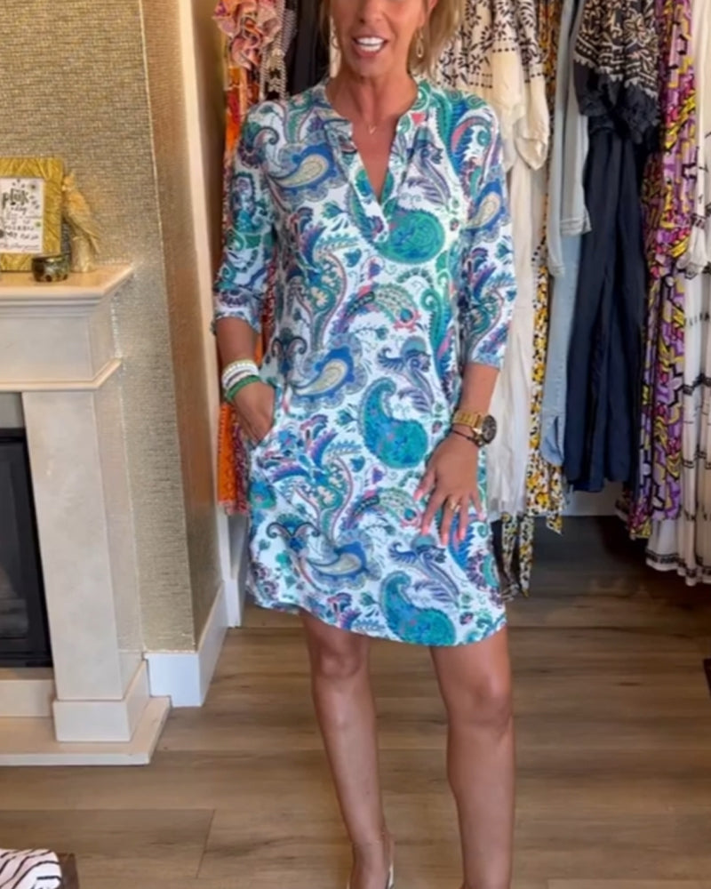 3/4-Ärmel Kleid mit Taschen