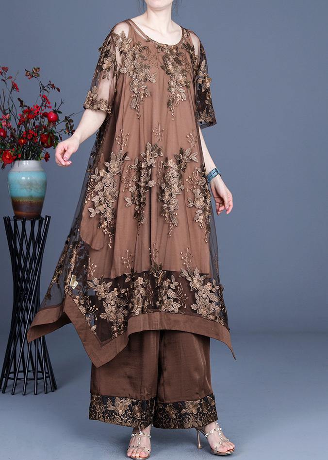 2025 Sommer Unregelmäßiges Kleid Weite Hosen Latzrock Drei-Teile-Set