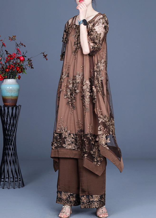 2025 Sommer Unregelmäßiges Kleid Weite Hosen Latzrock Drei-Teile-Set