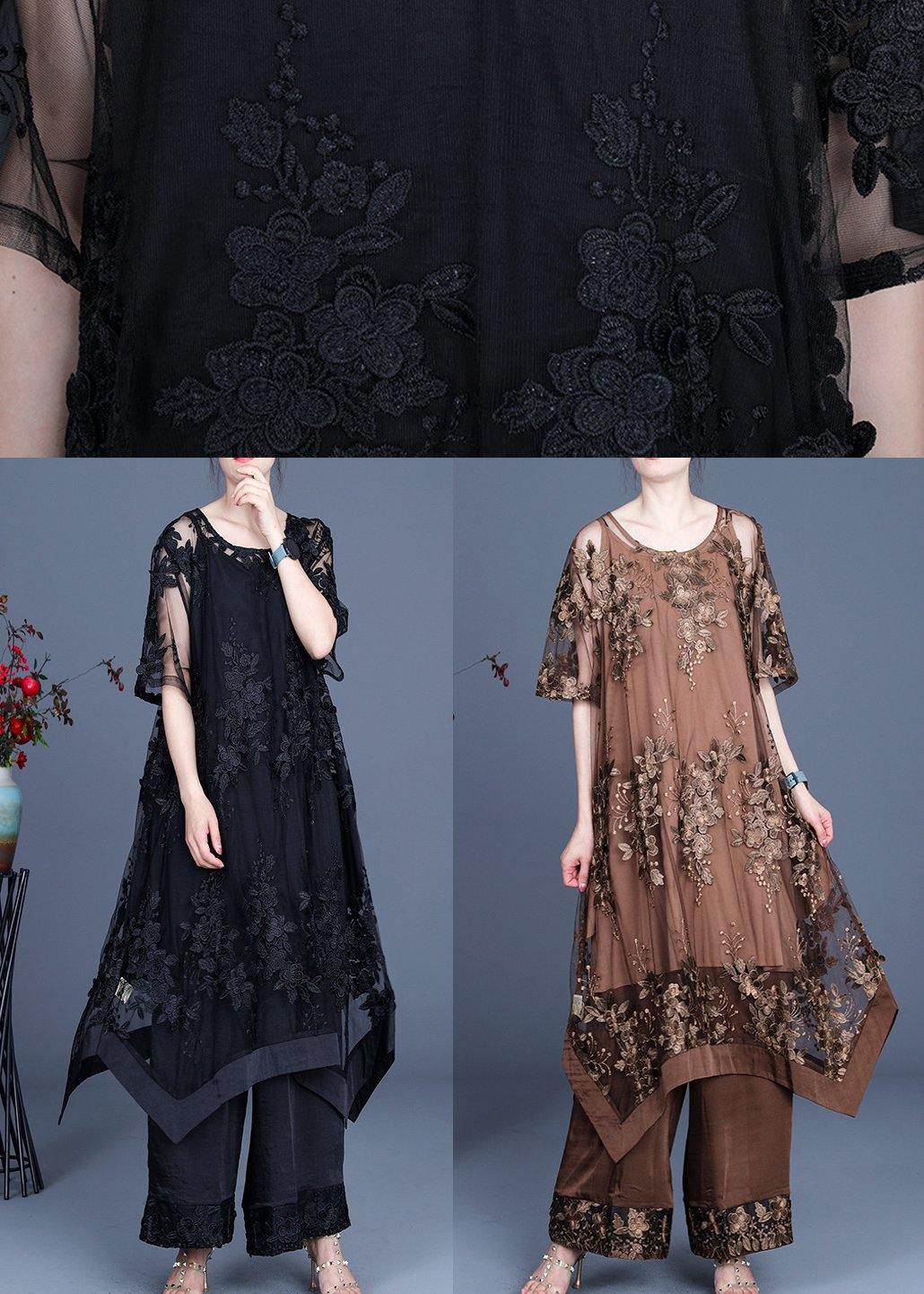 2025 Sommer Unregelmäßiges Kleid Weite Hosen Latzrock Drei-Teile-Set