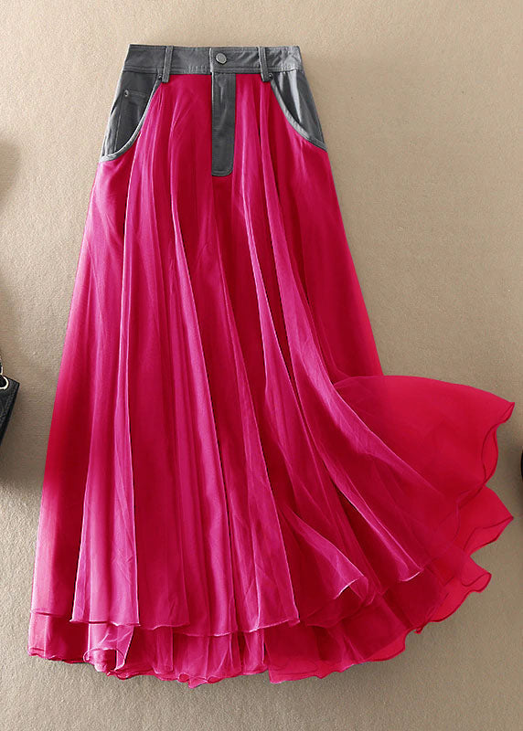 Natürliche Graue Hohe Taille Patchwork Tüllröcke Frühling