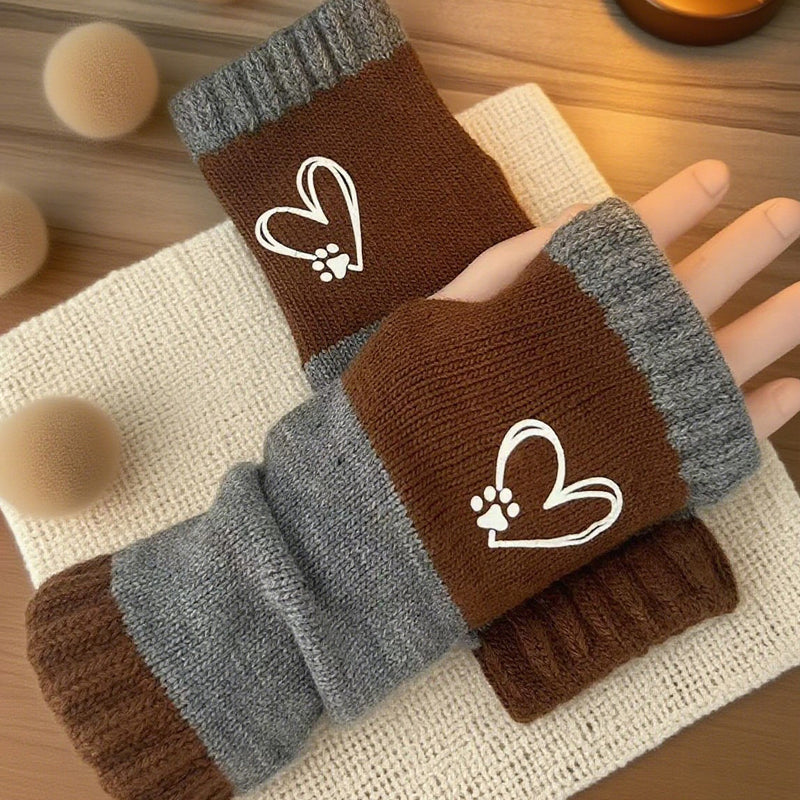 Warme Herzmuster-Handschuhe