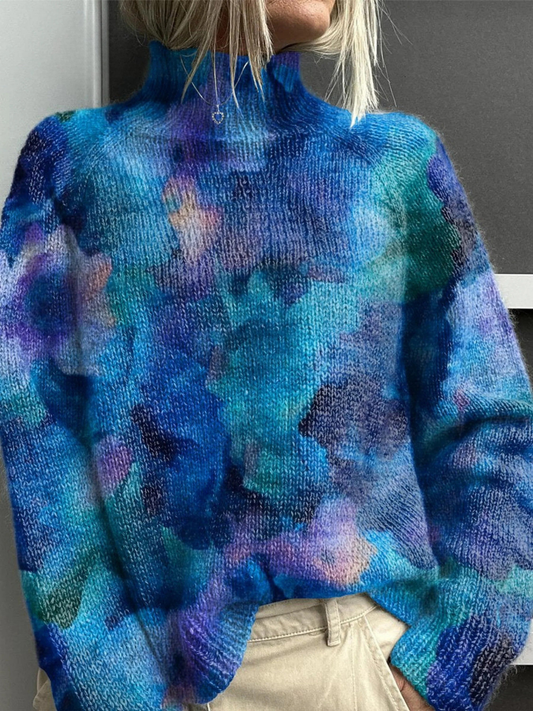 Patsy | Abstract Watercolour Floral Strick-Turtleneck-Pullover