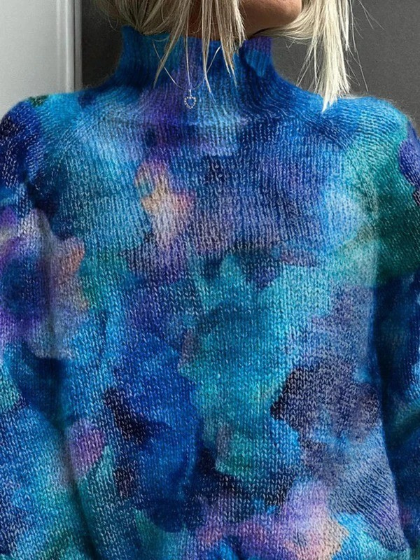 Patsy | Abstract Watercolour Floral Strick-Turtleneck-Pullover