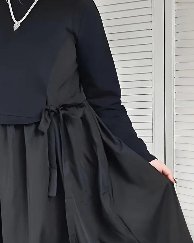 Strickkleid Patchwork Seitenschleife