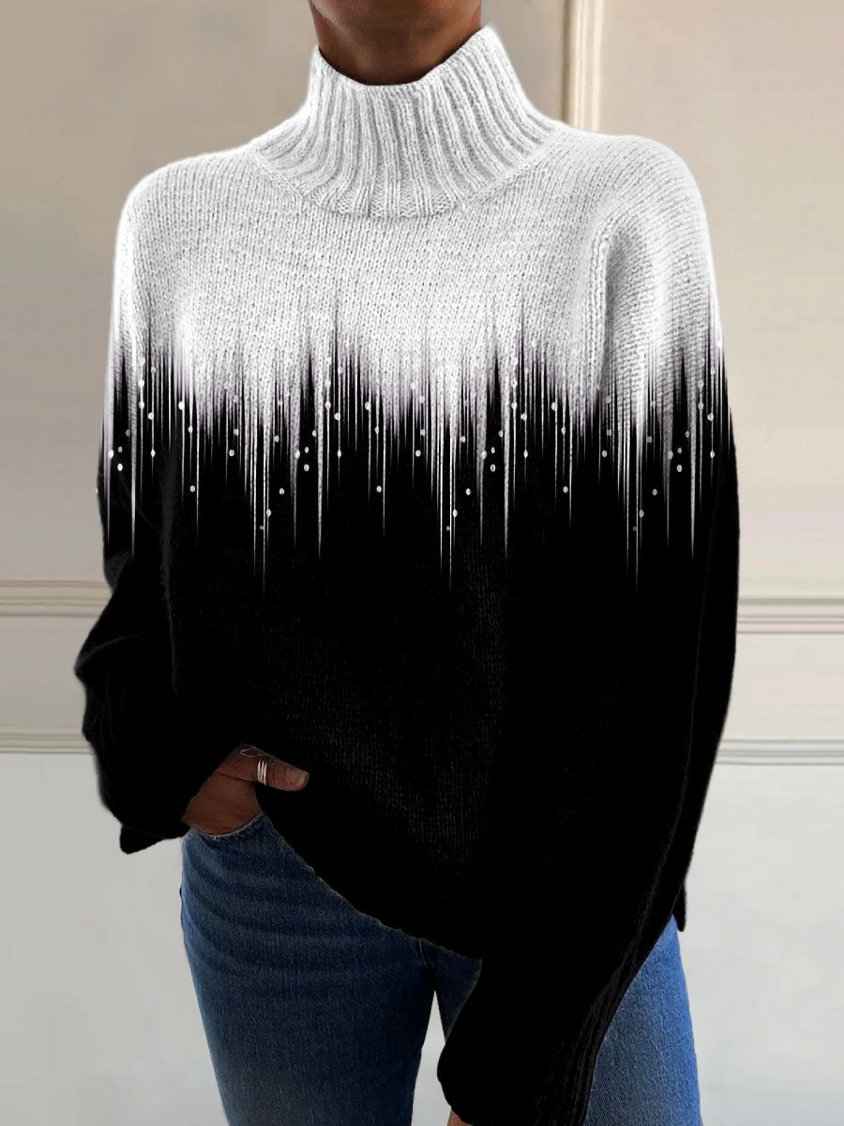 Isobel | Romantischer Flash-Ray-Print Rollkragenpullover