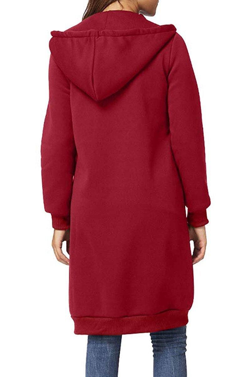 Übergroßer langer Zip-Sweatshirt-Hoodie