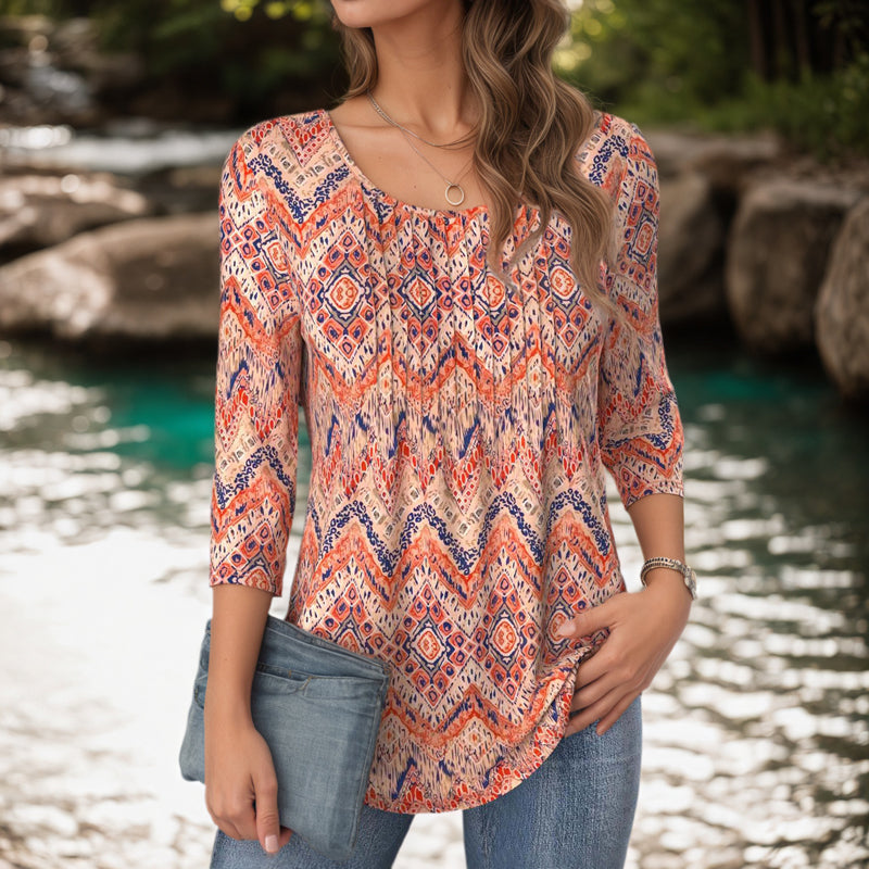 Vintage-Abstract-Druckbluse