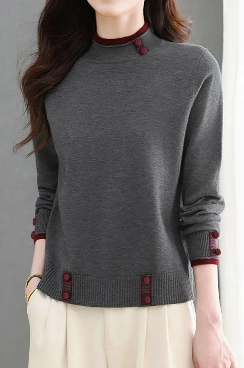 Lässiger vielseitiger Langarm-Pullover mit Farbblock-Design