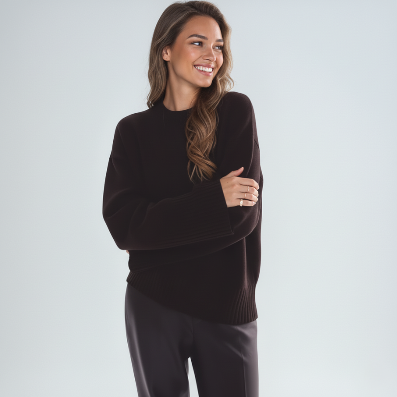 AISHA - Brauner Wollpullover